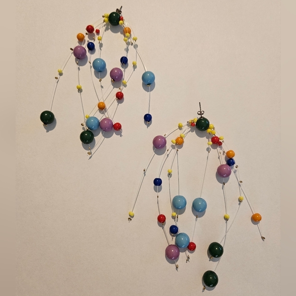NWT Abstract Colorful Statement Earrings Beaded Maximalism Bohemian Whimsigoth - Picture 2 of 5